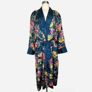 Victoria's Secret Vintage Gold Label Long Floral Jacquard Satin Robe Size M/L